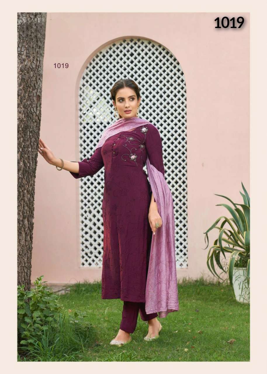 S3 Forever-noor Vol 2-berlin Silk - Embroidery - And - Handwork Kurti With - Pant And - Heavy - Sequence -Dupatta-1021